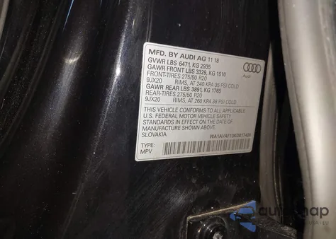 2019 Audi Q8 55 Premium z USA, uszkodzony, nr VIN WA1AVAF13KD017408